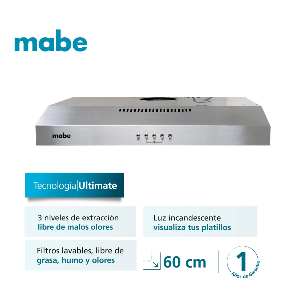 MABE - Kit Encimera a Gas 60cm +Campana Extractora 60cm Mabe