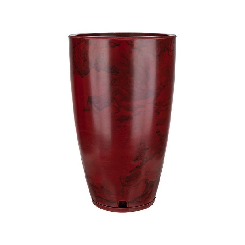 FLORIDIS - MACETERO FLORIDIS ROJO EFECTO MARMOL AMSTERDAM 65CM ALTO CON PLATO