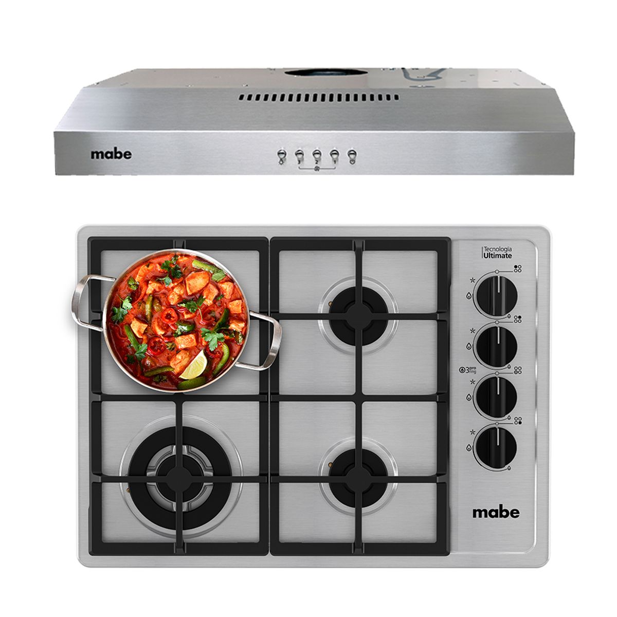 MABE - Kit Encimera a Gas 60cm +Campana Extractora 60cm Mabe