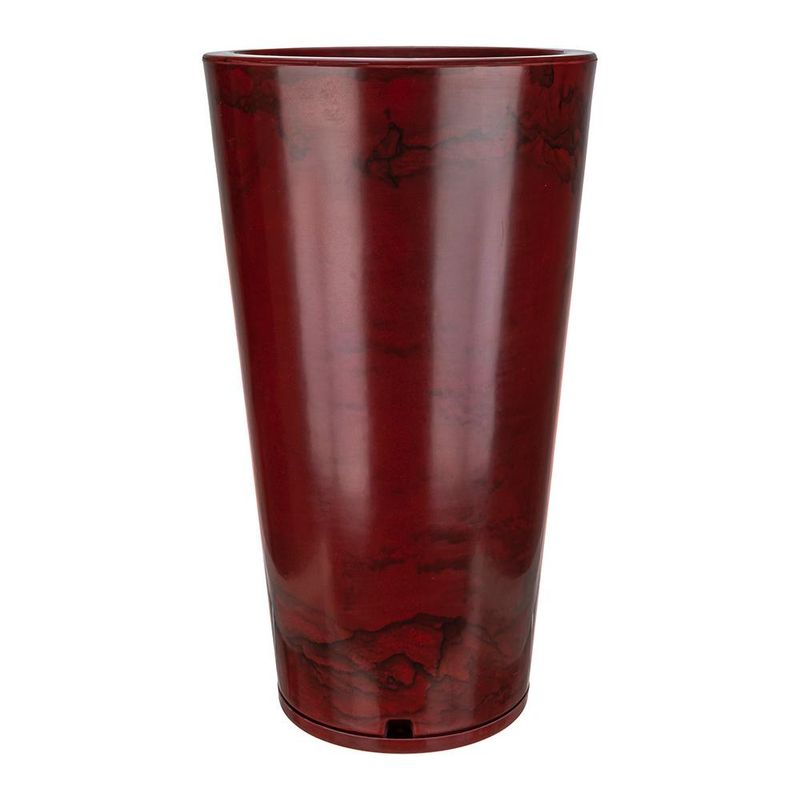 FLORIDIS - MACETERO FLORIDIS ROJO EFECTO MARMOL GENEBRA 80CM ALTO CON PLATO