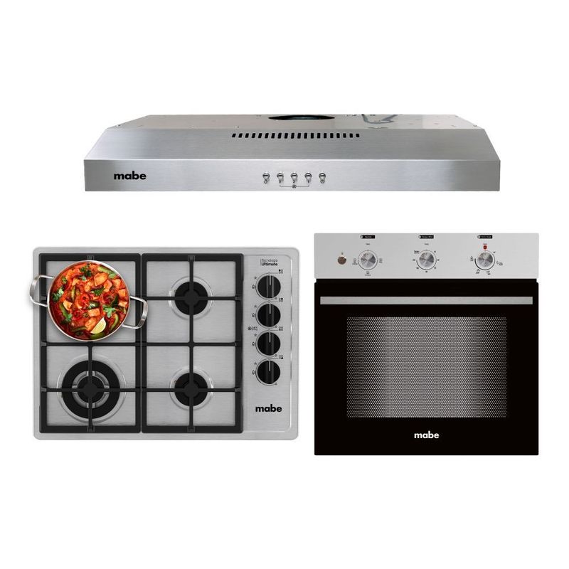 MABE - Kit Campana Extractora +Encimera a Gas +Horno Eléctrico Mabe