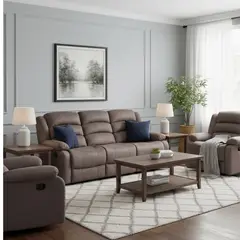 DANIELS - Living Reclinable 1 Sofá 3 Cuerpos + 2 Bergers Café New Martell 8040FFBR