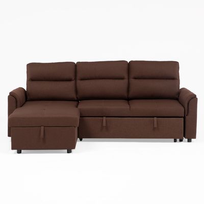 Imagen 2 del producto Sofá Seccional Cama 2 Plazas Tela Lino Café New Sidney