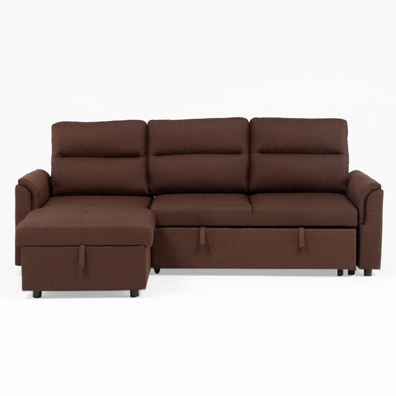 DANIELS - Sofá Cama Seccional 2 Plazas Moderno Café New Sidney KMP002BR