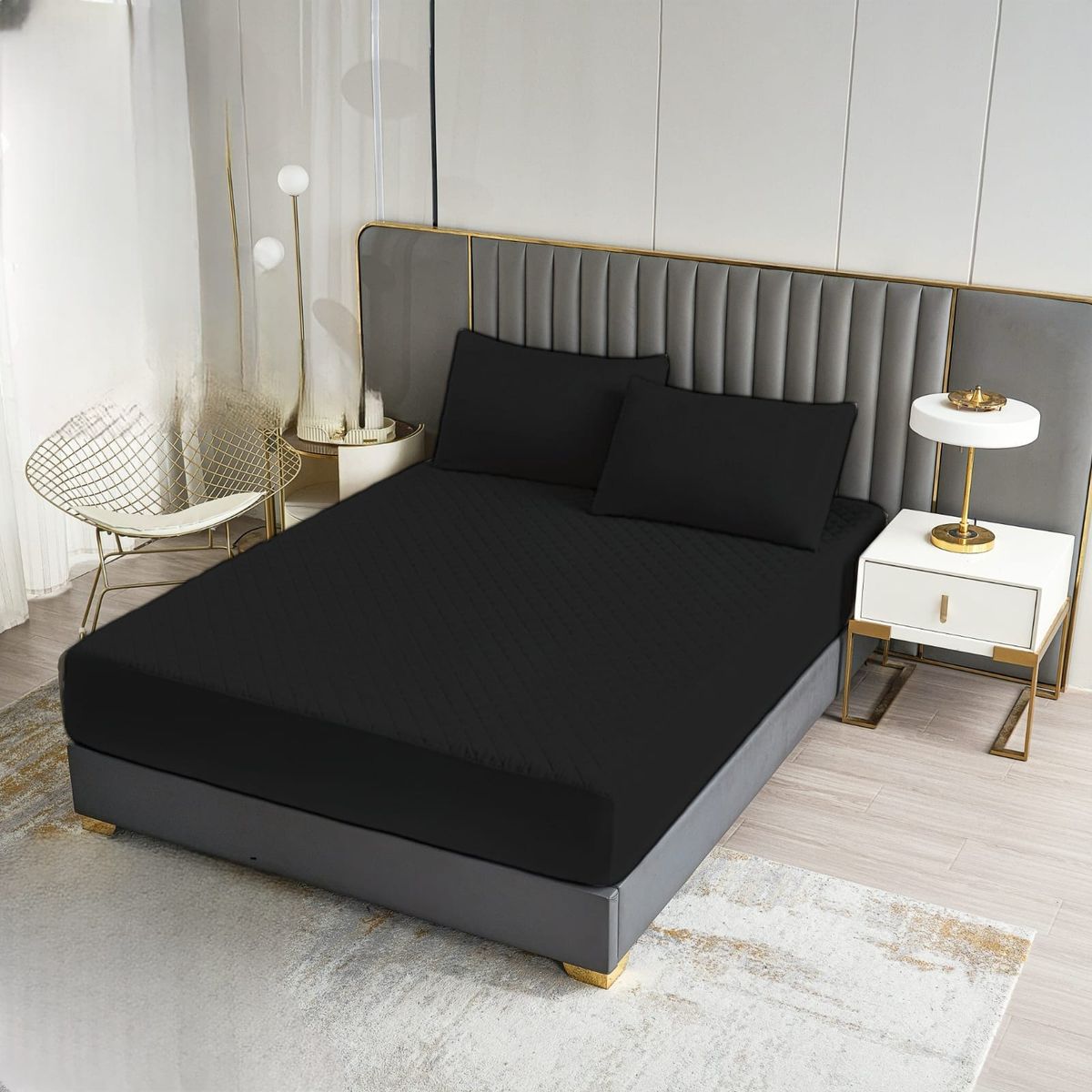 GENERICO - Cubre colchon 100% Impermeable Super King Negro