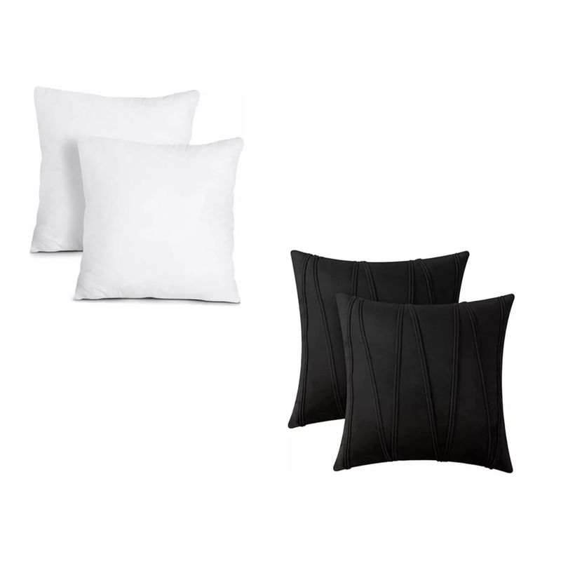 GENERICO - Pack 2 Fundas Diseño Zig Zag de 45x45 + 2 Rellenos de 45x45