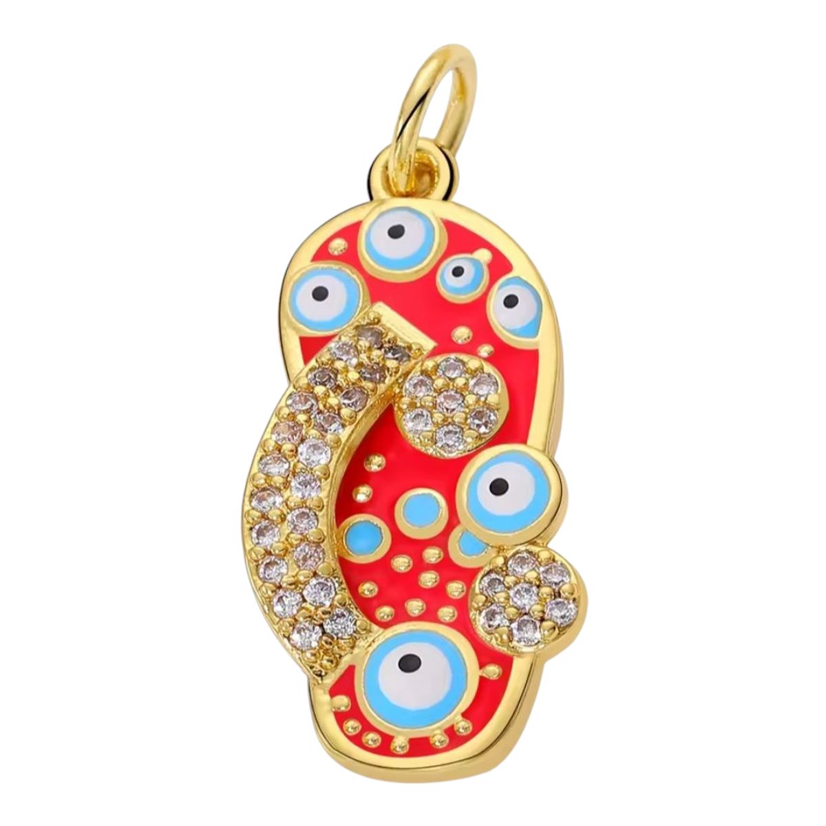 GENERICO - Collar  Zapatilla Fátima Rojo, Turco griego, enchape oro