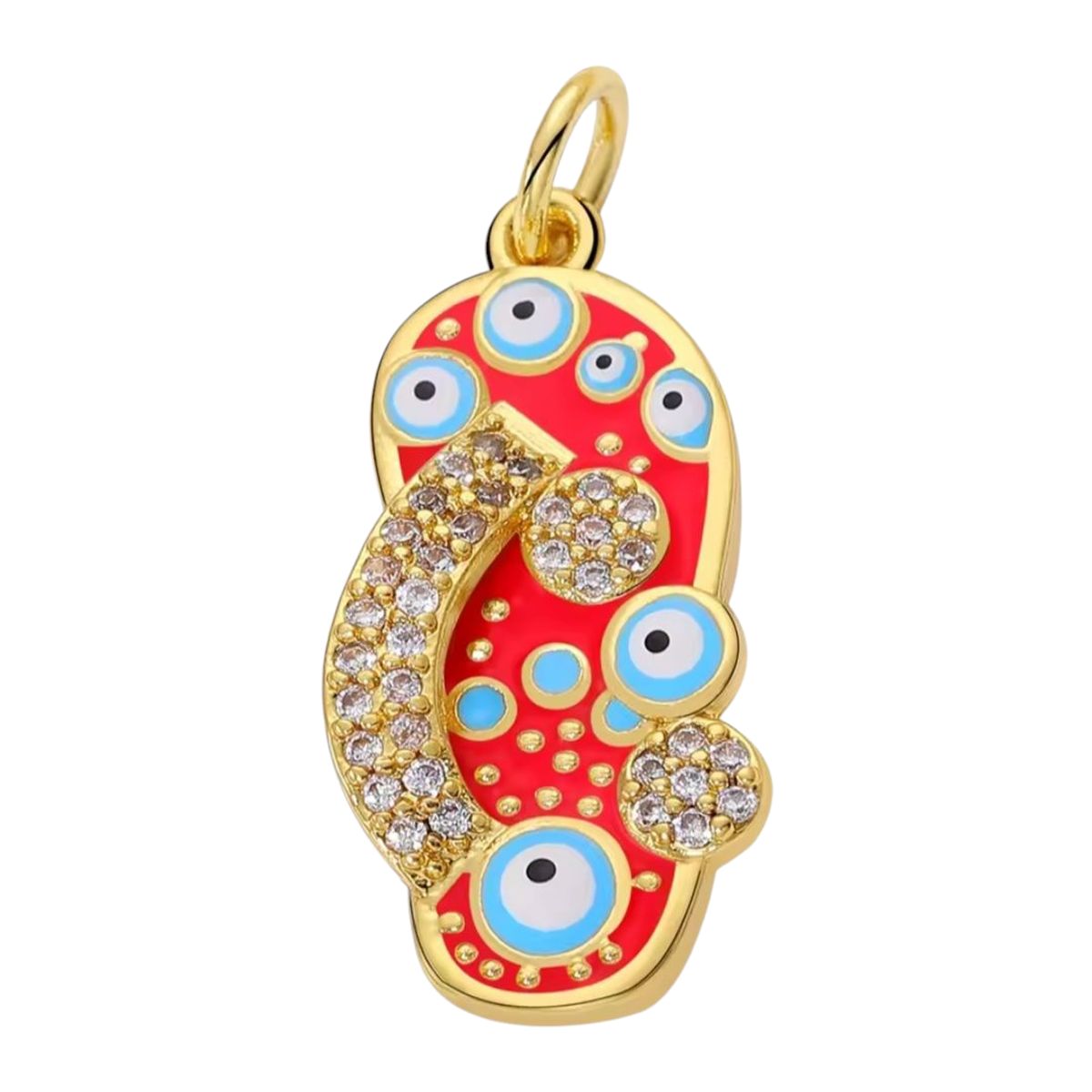 GENERICO - Collar  Zapatilla Fátima Rojo, Turco griego, enchape oro