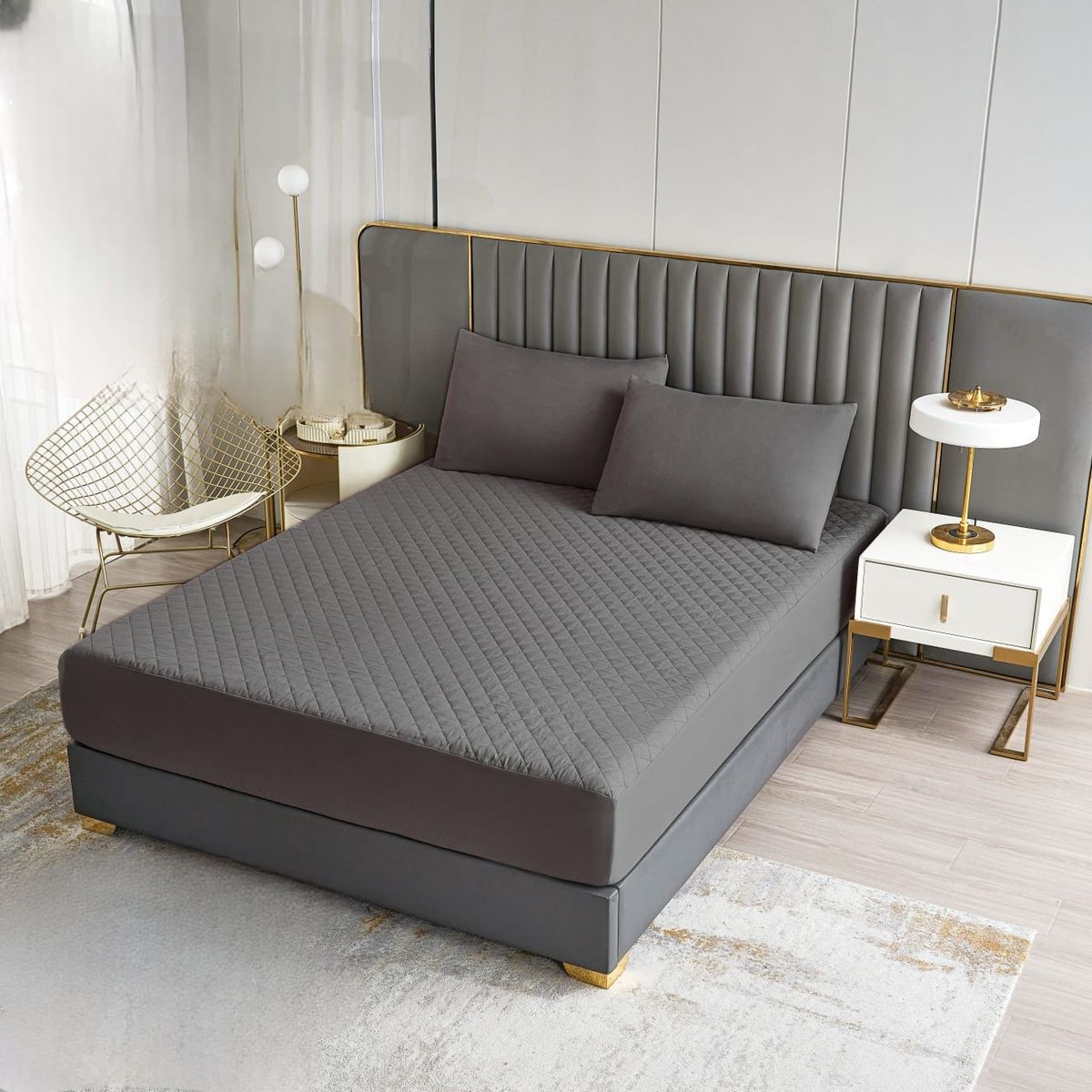 GENERICO - Cubre colchon 100% Impermeable King Gris…