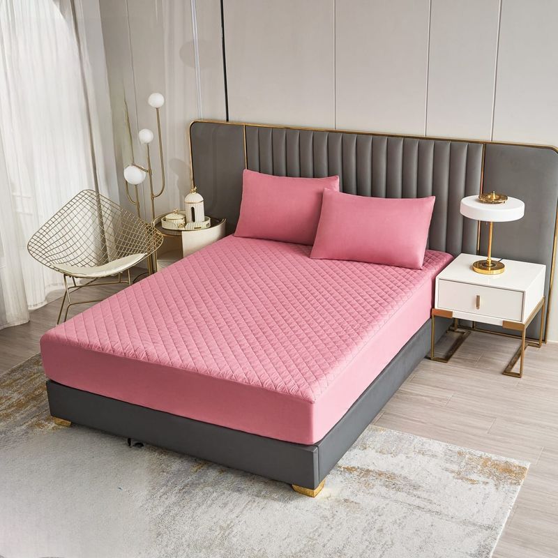 GENERICO - Cubre colchon 100% Impermeable King Palo Rosa