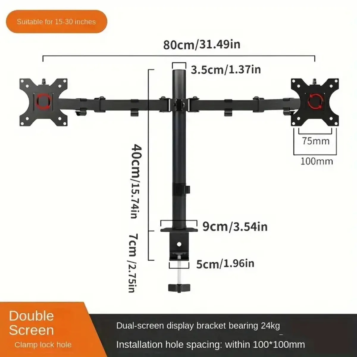 ESHOPANGIE - Brazo Soporte Doble Para 2 Monitores Base Escritorio