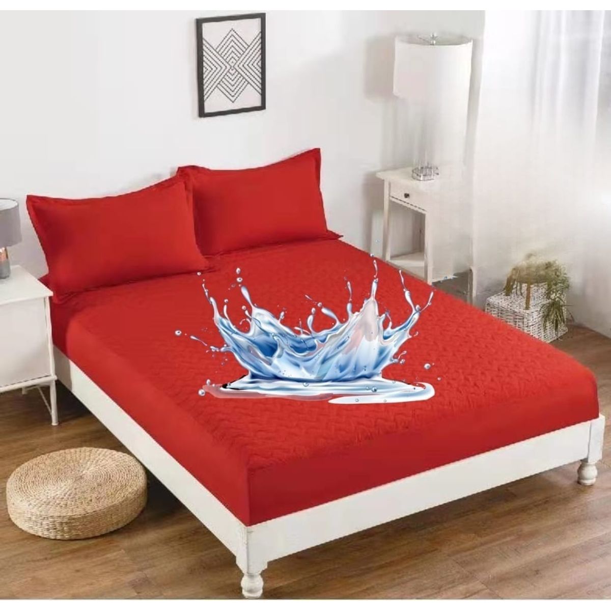 GENERICO - Cubre colchon 100% Impermeable King Rojo