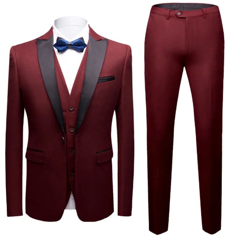 XPRESS RECHARGE - Terno Formal esmoquin de boda Burdeo de 3piezas