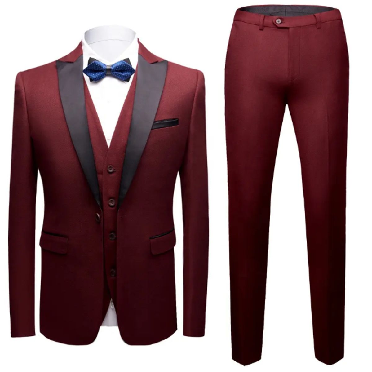 XPRESS RECHARGE - Terno Formal esmoquin de boda Burdeo de 3piezas