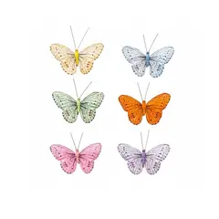 GENERICO - Set de 6 clips decorativos de mariposas tonos pastel