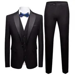 XPRESS RECHARGE - Terno Formal esmoquin de boda Negro de 3 piezas