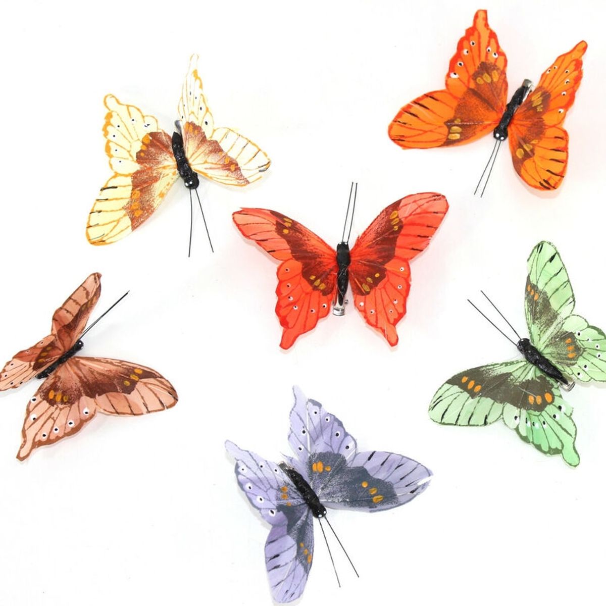 GENERICO - Set de 6 clips decorativos de mariposas doble color