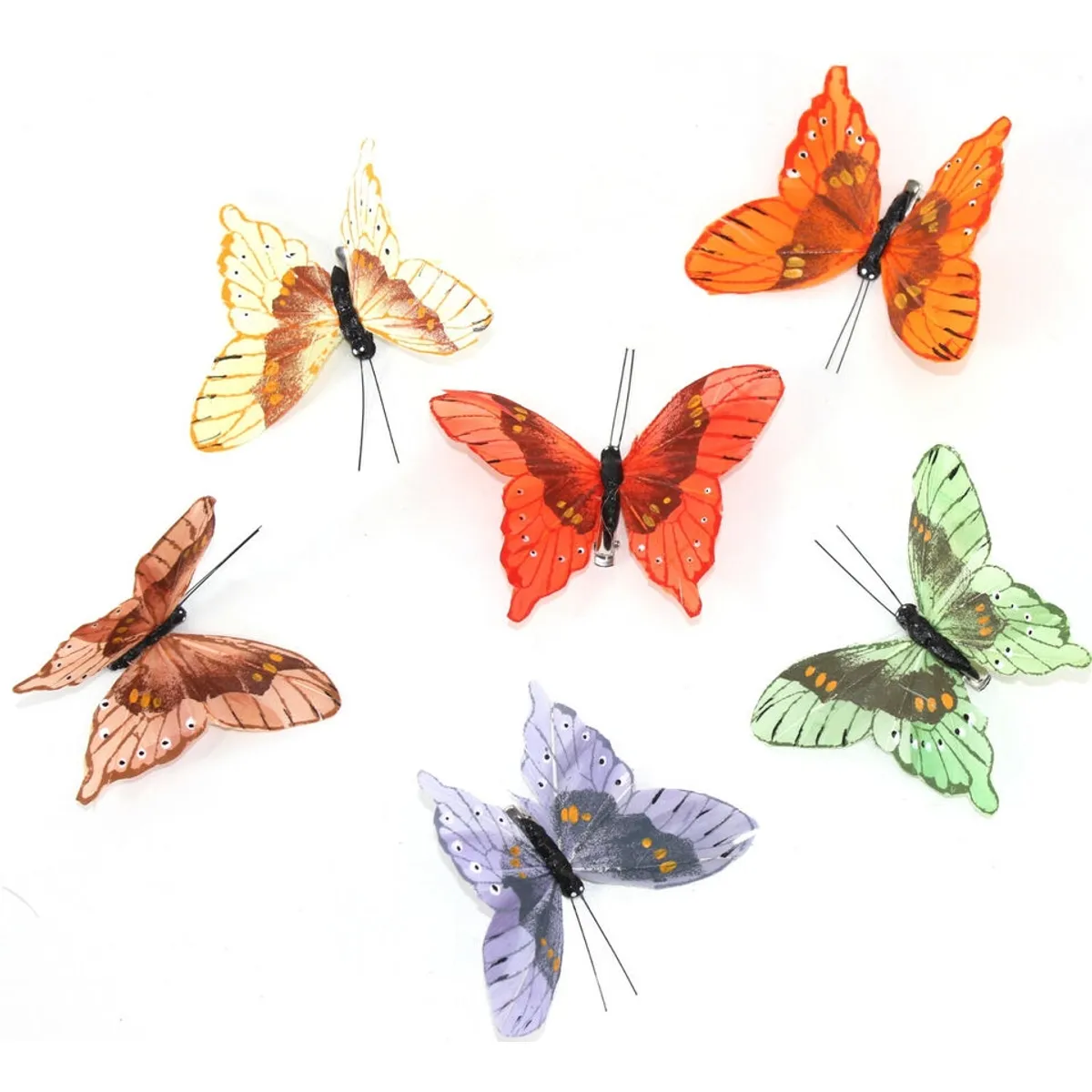 GENERICO - Set de 6 clips decorativos de mariposas doble color