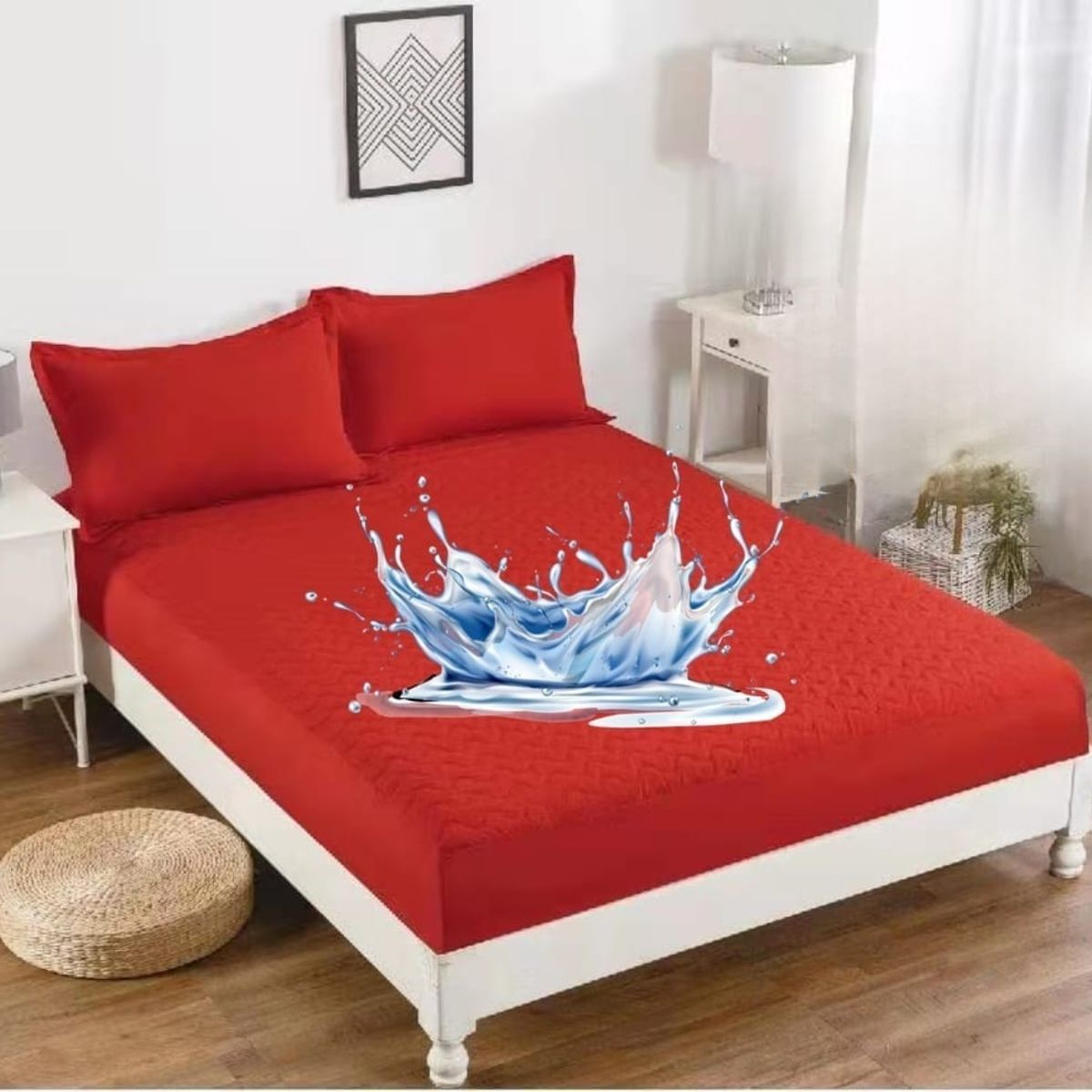 GENERICO - Cubre colchon 100% Impermeable 2 plazas Rojo