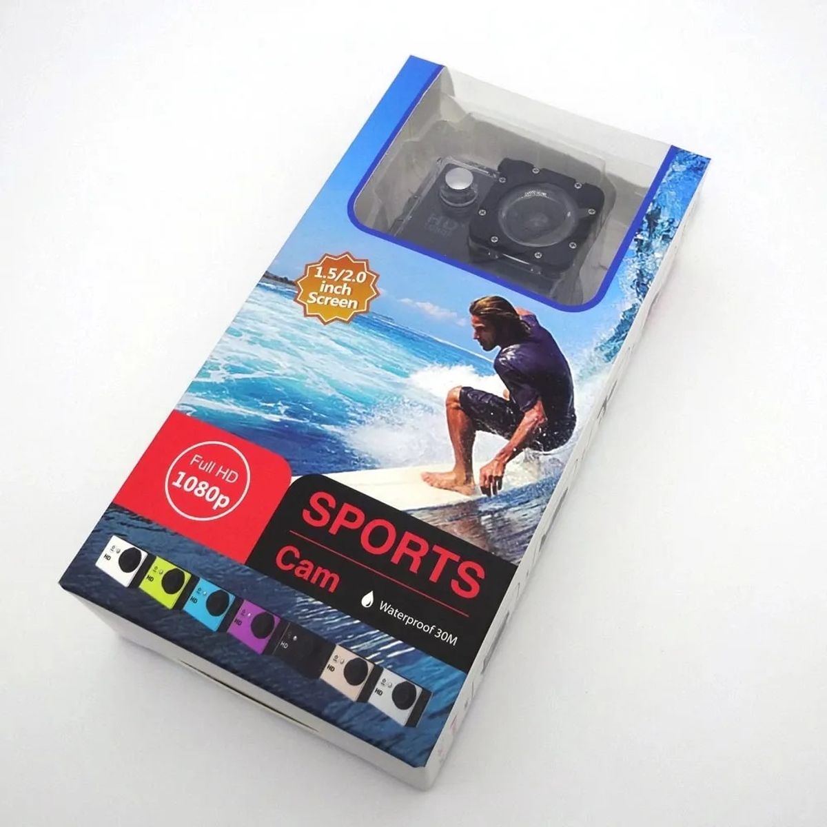 GENERICO - CÁMARA DEPORTIVA FULL HD 1080P LENTE 140° IMPERMEABLE HASTA 30 METROS