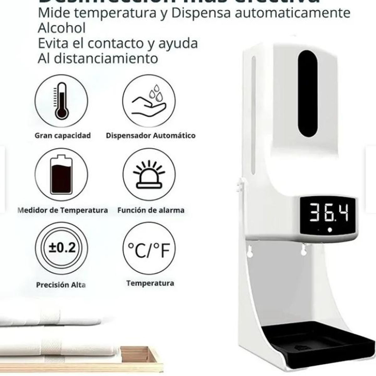 GENERICO - DISPENSADOR DE JABON Y ALCOHOL SENSOR INTELIGENTE Y TERMÓMETRO K9X