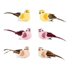 GENERICO - Set de 6 clips decorativos de pajaritos color pastel