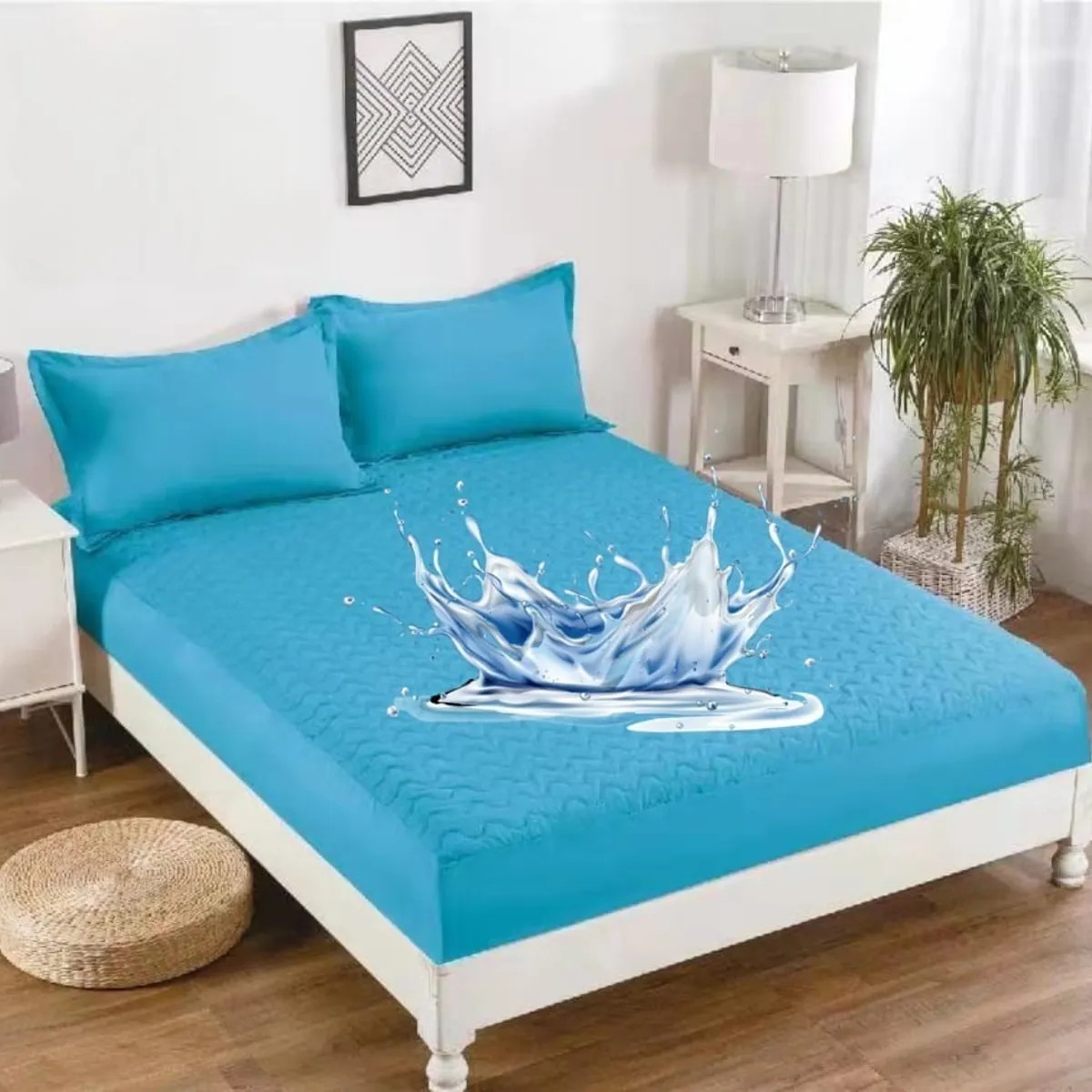 GENERICO - Cubre colchon 100% Impermeable 1.5 plazas Celeste