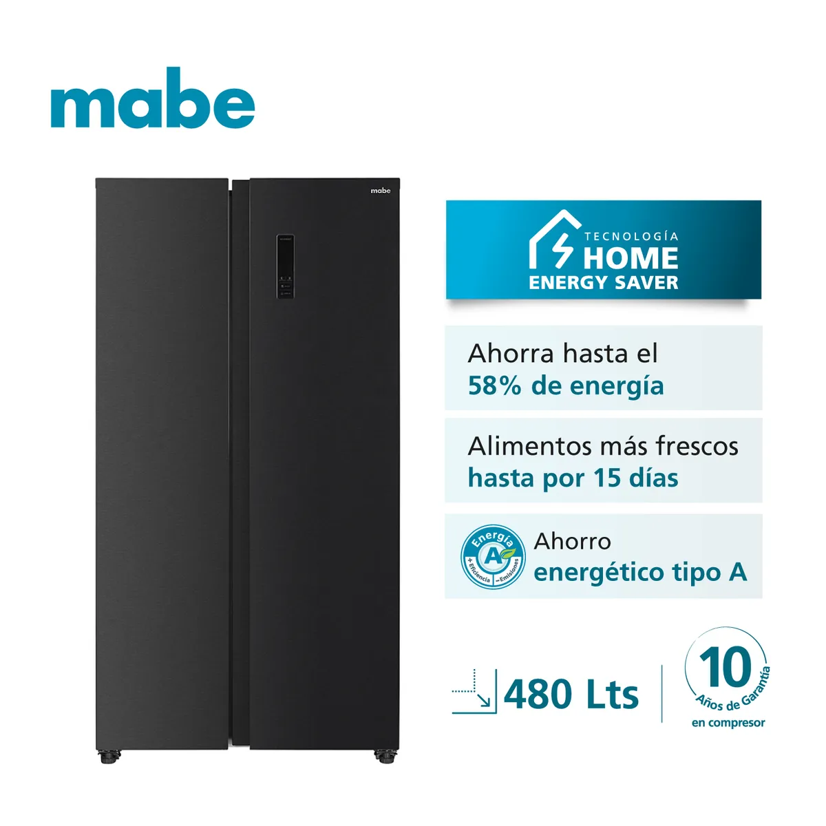 MABE - Refrigerador Inverter Side by Side 480L MSC480LKRPS0 Mabe