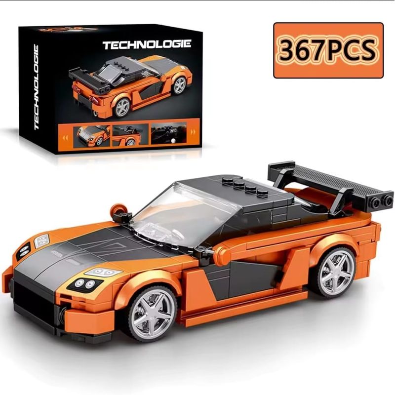 GENERICO - Rompecabezas bloque armable Mazda RX7 Naranjo 367 piezas