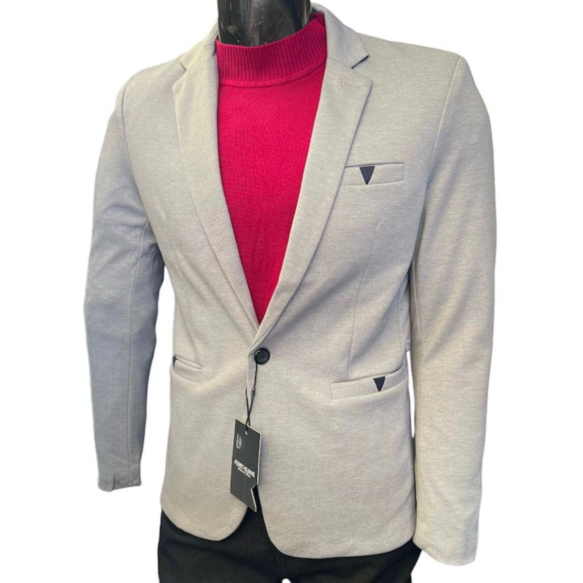 XPRESS RECHARGE - Blazer Chaqueta de traje gris de un solo boton
