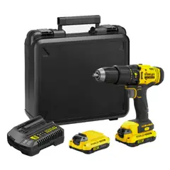 STANLEY - Kit Taladro Percutor 20V+2 Bats+Maleta SCD711C2K-B2