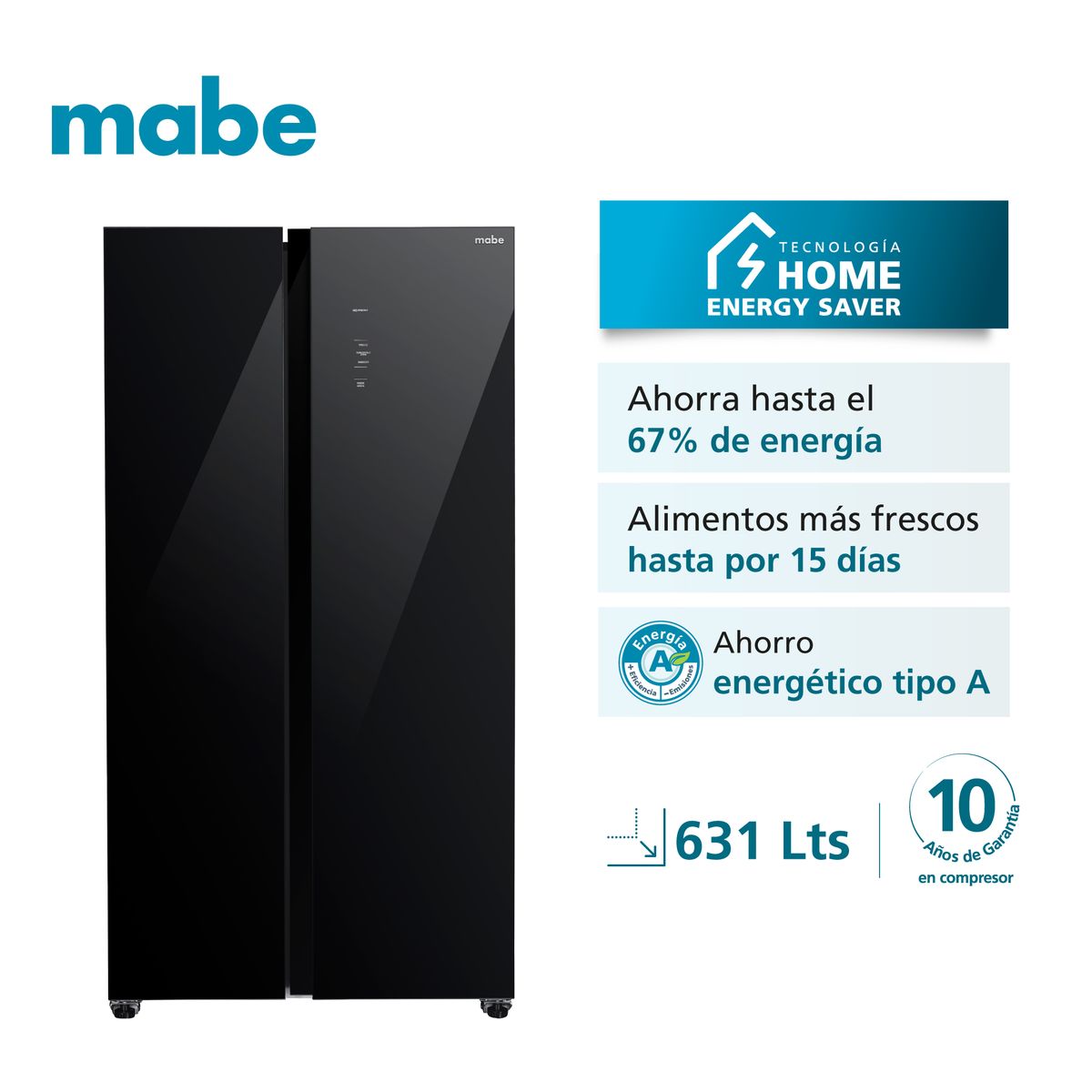 MABE - Refrigerador TecInverter Side by Side 631L MSC631LKLNG0 Mabe