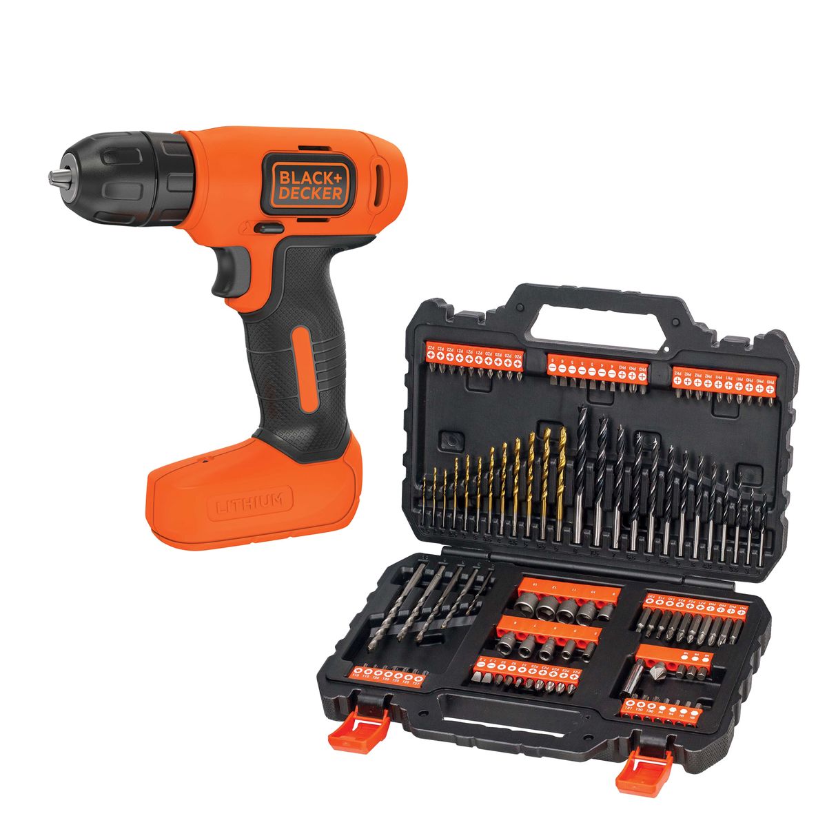 BLACK+DECKER - Set  Atornillar 109 P. + Taladro BLACK+DECKER A7200-LD008
