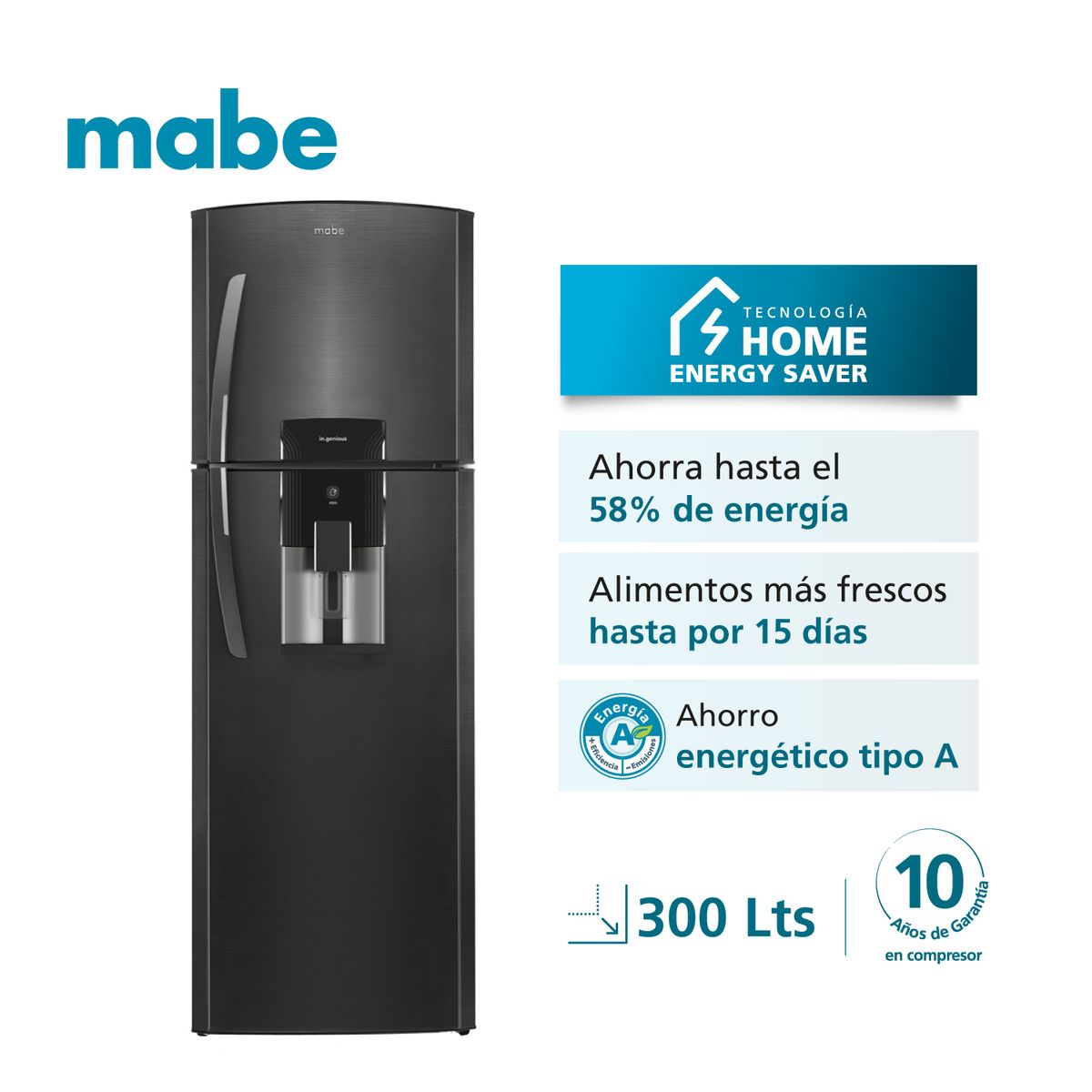 MABE - Refrigerador No Frost 300L 58% ahorro de energía Mabe RMA300FWUC