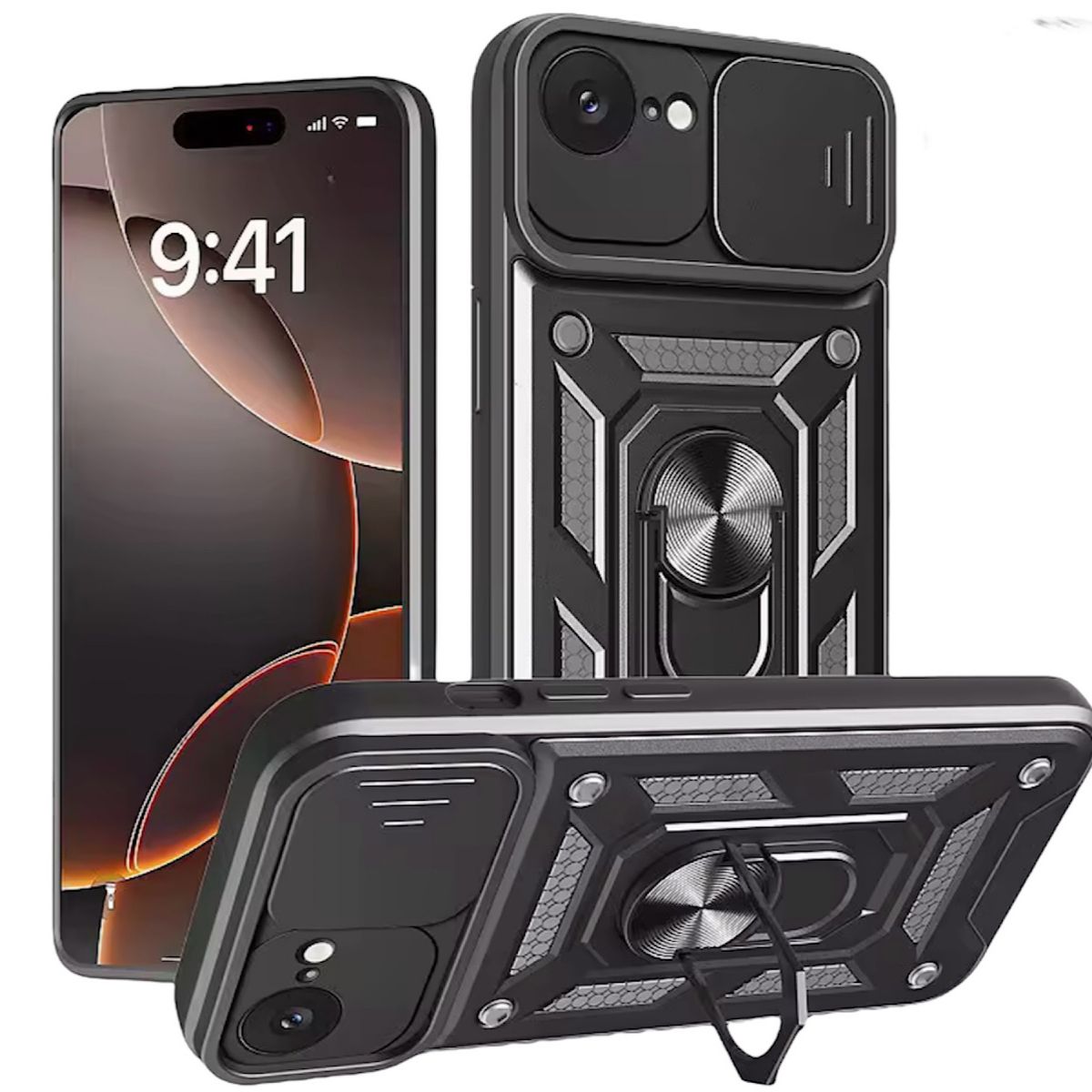 GENERICO - Carcasa Armor Con Anillo Para iPhone 16e