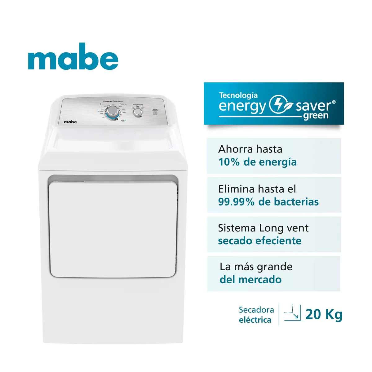 MABE - Secadora Eléctrica 20Kg Carga Forntal SME26N5MNBCL0 Mabe