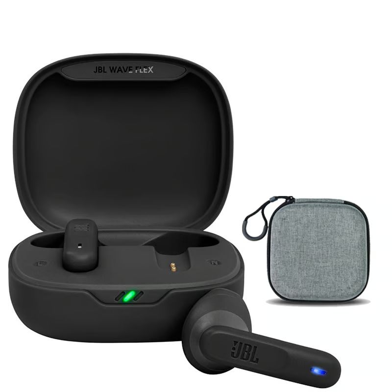 JBL - Audífonos Bluetooth JBL Wave Flex - Negro y Bolsa almacenamiento