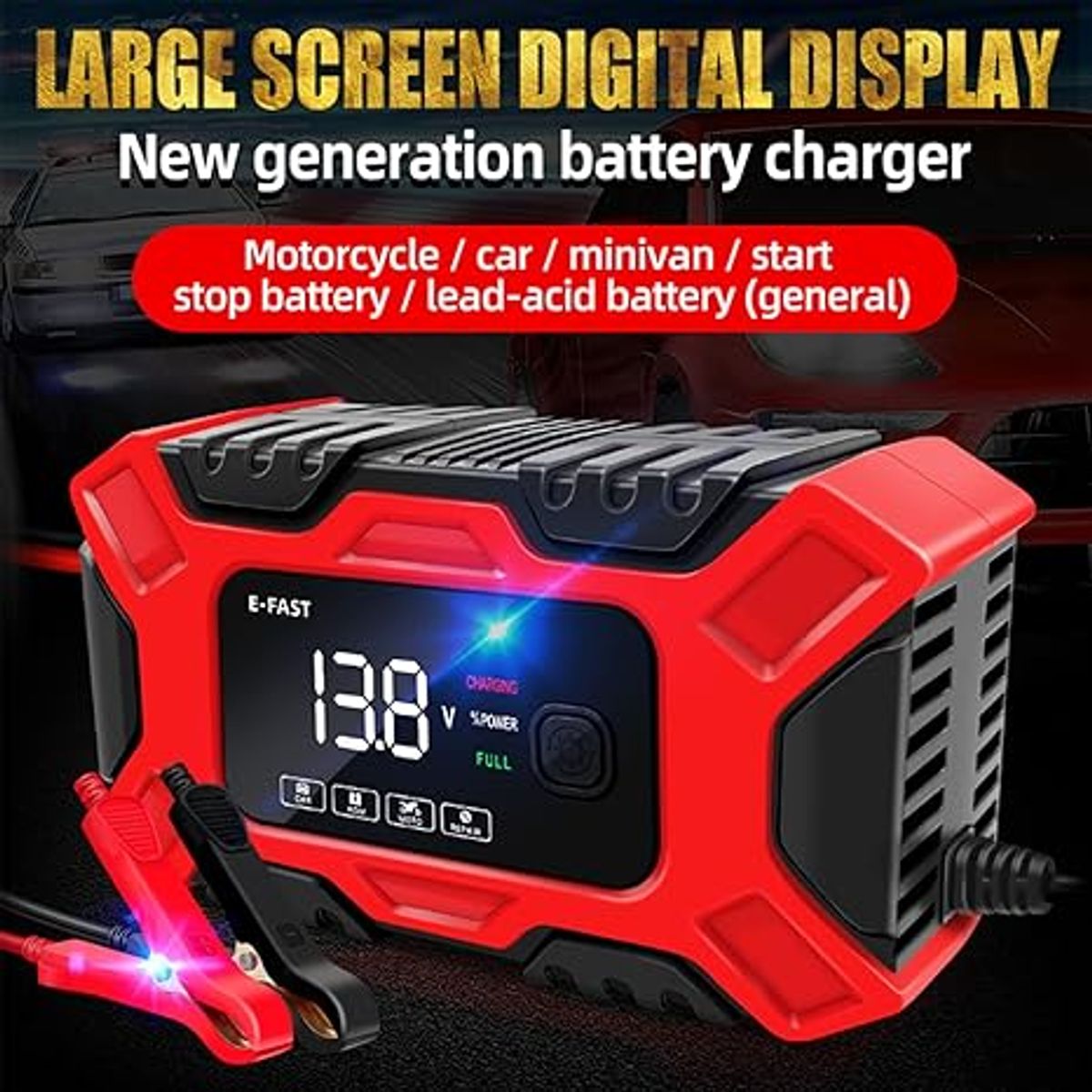 GENERICO - Cargador Automático de Batería de Coche 12V 6A Smart Fast