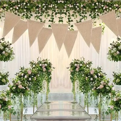 Imagen 2 del producto Banderines Arpillera Yute Patio Boda Cumpleaños Decoración