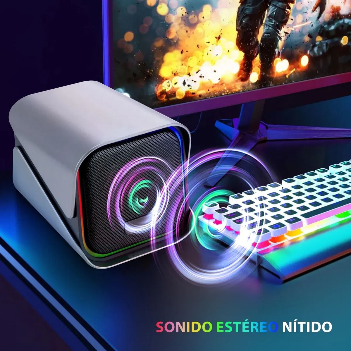 CASTLEN - Parlante Bluetooth Portátil Bocinas Inalámbrica Con RGB Negro