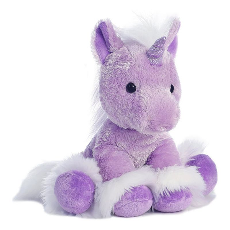 AURORA - Peluche Aurora Fantasy Unicornio Púrpura 30 Cms - Mediano