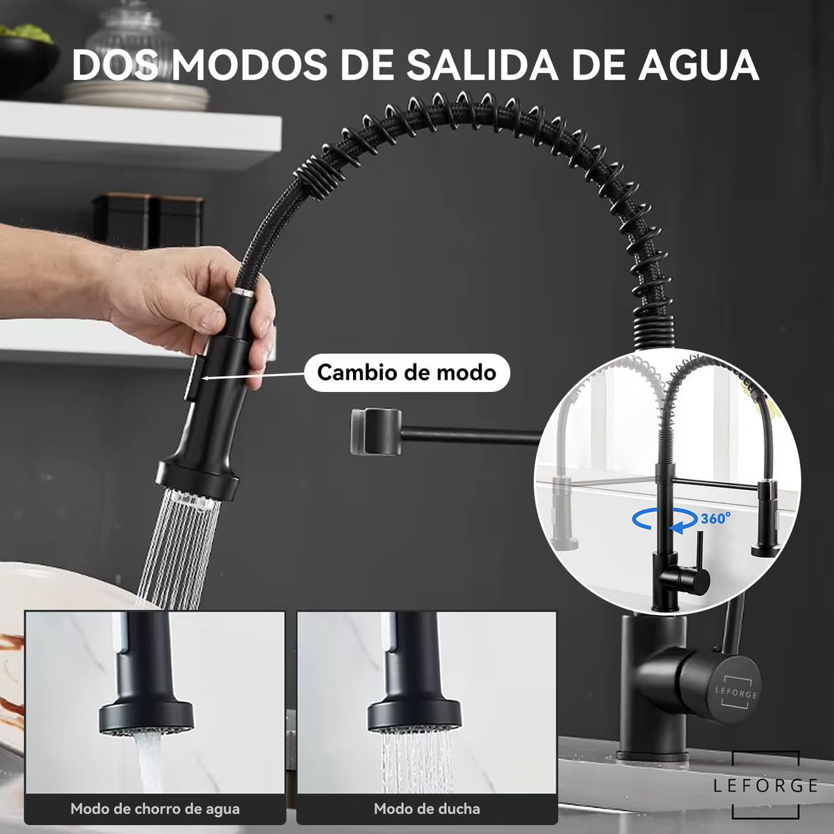 LEFORGE - Combo Lavaplatos Empotrado 75x45cm Acero Inoxidable Negro