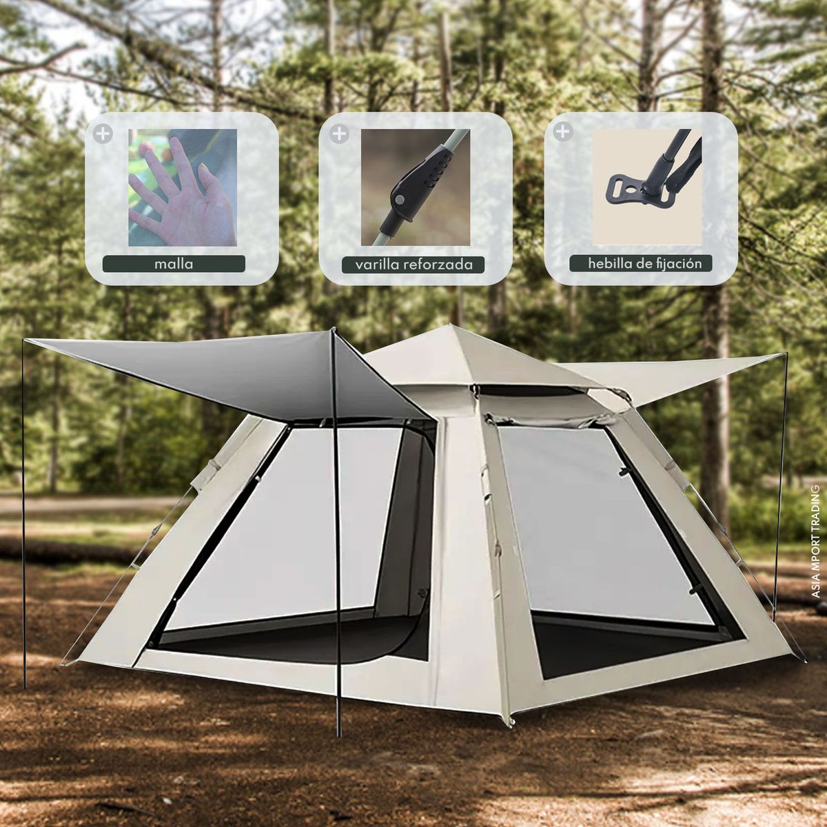 PWRFITNESS - Carpa Automática 4 Personas 215x215x140cm UU2018