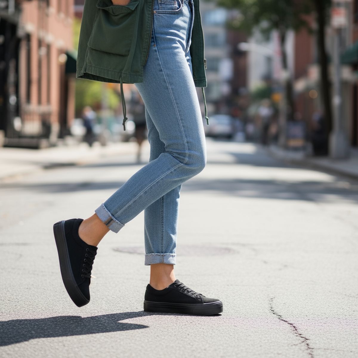 POZATINI - ZAPATILLA PLATAFORMA LONA MUJER 120 NEGRO