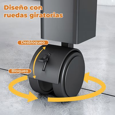 Imagen 2 del producto Perchero Organizador Doble Barra con Ruedas y Repis Negro