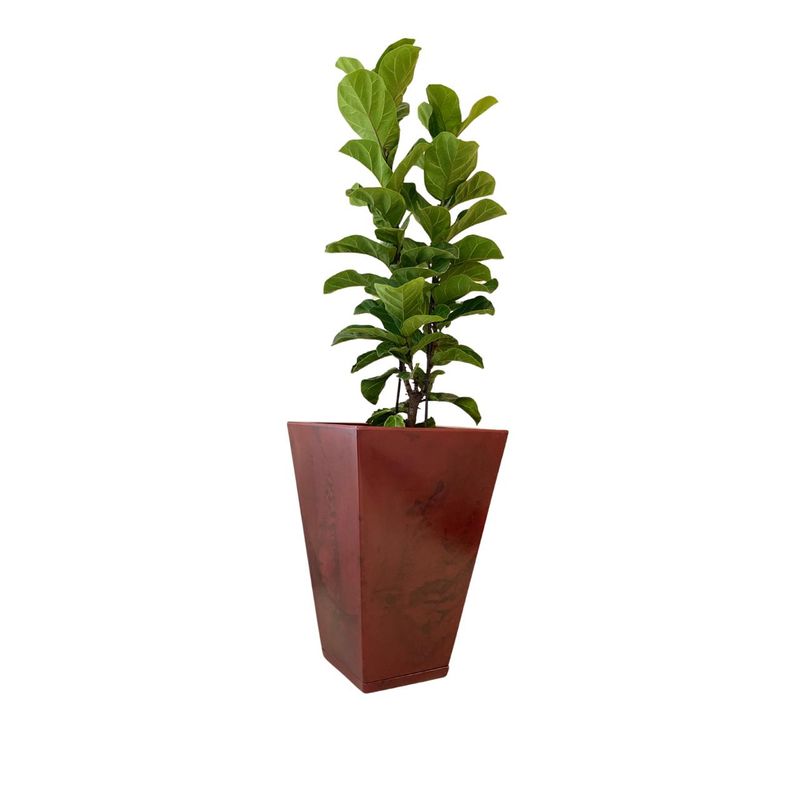 FLORIDIS - MACETERO FLORIDIS ROJO EFECTO MARMOL ZURIQUE 55CM ALTO CON PLATO