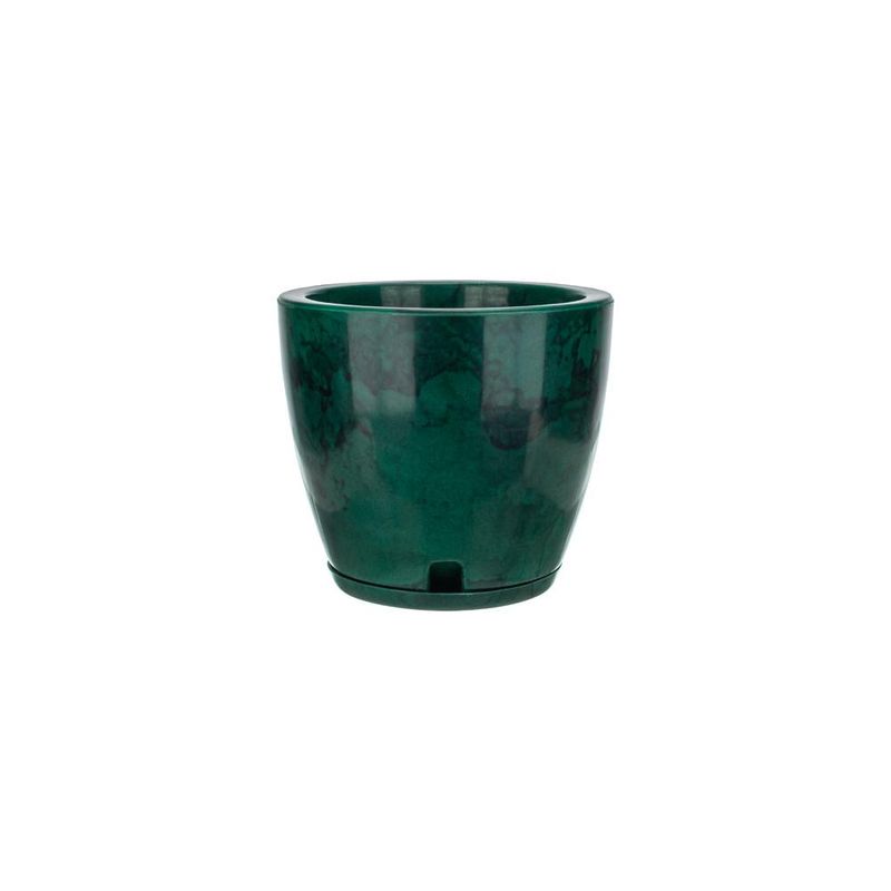 FLORIDIS - MACETERO FLORIDIS VERDE EFECTO MARMOL AMSTERDAM 28CM ALTO CON PLATO