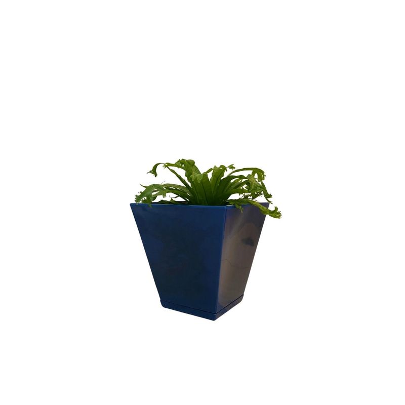 FLORIDIS - MACETERO FLORIDIS AZUL EFECTO MARMOL ZURIQUE 34CM ALTO CON PLATO