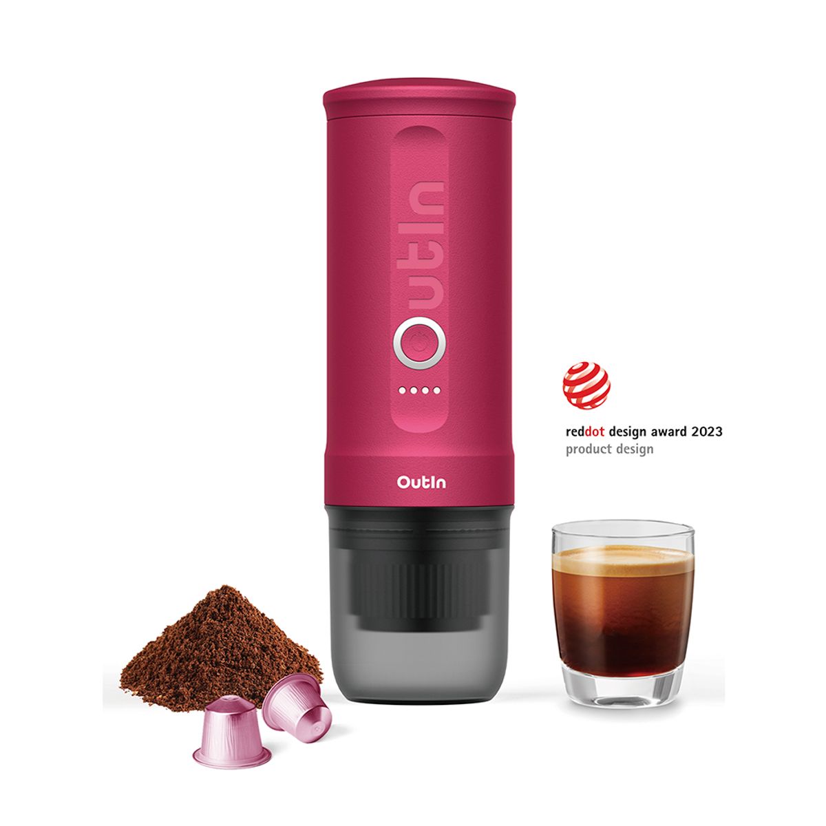 Máquina de espresso portátil Outin Nano Rojo Carmesí, marca OUTIN - Foto Principal