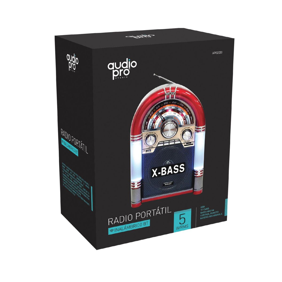 AUDIOPRO - Radio Rockola Retro Bluetooth Portátil 5w - SC